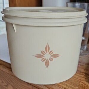 Vintage Tupperware Starburst Beige Almond Canister Container with Lid 265-15